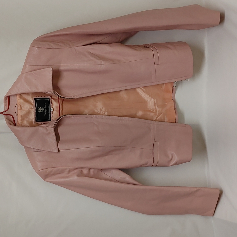 New Ladies pink leather size 42 Por Santa Maria Jacket